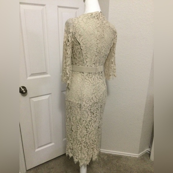 Eva Mendes New York Company Cream Floral Cotton Blend 3/4 Sleeve Dress Size XS - Picture 4 of 11